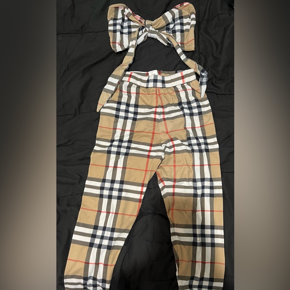 Plaid Two-Piece Set with Bow
